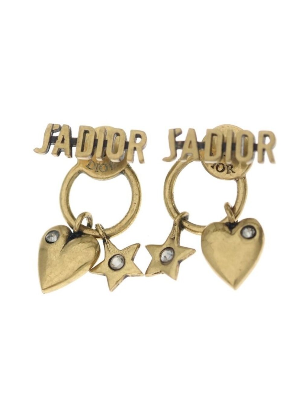 Dior J'adior Heart &star Earrings Rhinestone Gold